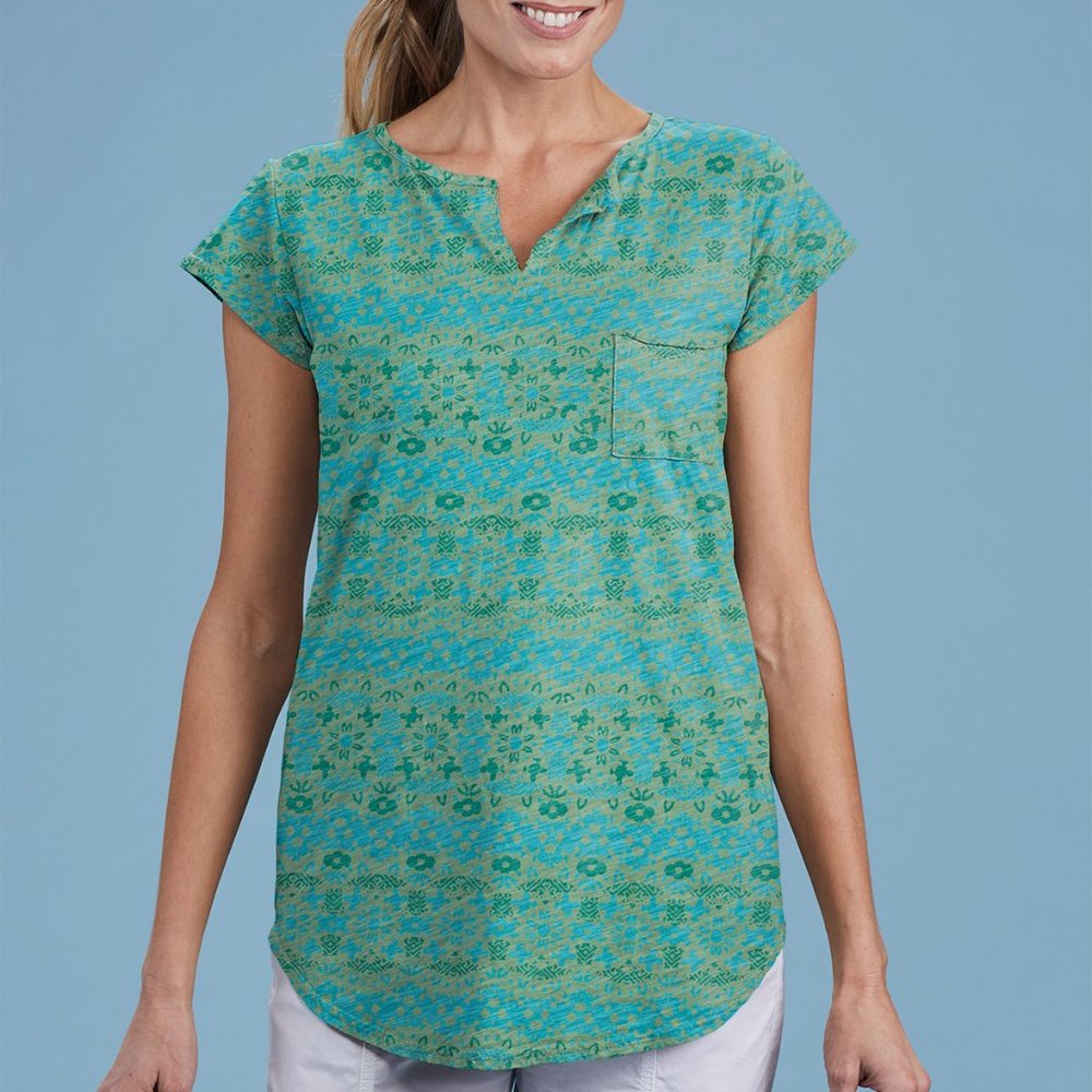 FRESH PRODUCE Daisy Medley Marlow Tunic Lagoon green, cotton 30" long NWT $65.